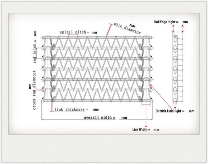 fil Mesh Conveyor Flat Flex Belt en métal de 400mm 500mm avec la chaîne 1